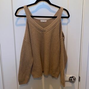 PacSun La Hearts Cold Shoulder Sweater Tan Small